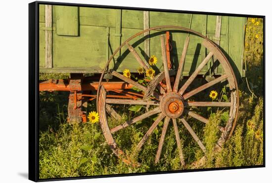 USA, South Dakota, Wild Horse Sanctuary. Close-up of Vintage Wagon-Cathy & Gordon Illg-Framed Stretched Canvas