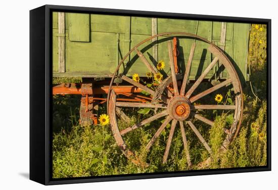 USA, South Dakota, Wild Horse Sanctuary. Close-up of Vintage Wagon-Cathy & Gordon Illg-Framed Stretched Canvas