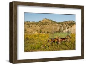 USA, South Dakota, Wild Horse Sanctuary. Scenic with Vintage Wagon-Cathy & Gordon Illg-Framed Photographic Print