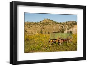 USA, South Dakota, Wild Horse Sanctuary. Scenic with Vintage Wagon-Cathy & Gordon Illg-Framed Photographic Print