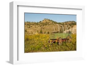 USA, South Dakota, Wild Horse Sanctuary. Scenic with Vintage Wagon-Cathy & Gordon Illg-Framed Photographic Print