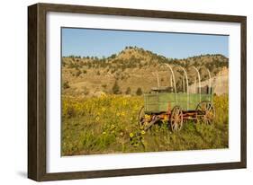 USA, South Dakota, Wild Horse Sanctuary. Scenic with Vintage Wagon-Cathy & Gordon Illg-Framed Photographic Print