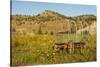 USA, South Dakota, Wild Horse Sanctuary. Scenic with Vintage Wagon-Cathy & Gordon Illg-Stretched Canvas