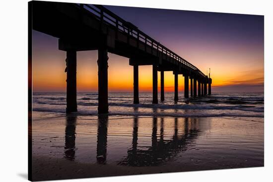 USA, St. Augustine, St. John's Pier at Sunrise-Rona Schwarz-Stretched Canvas