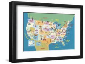 USA States and Capitals-Janell Genovese-Framed Art Print