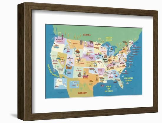 USA States and Capitals-Janell Genovese-Framed Art Print