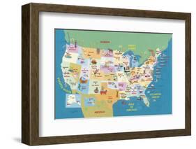 USA States and Capitals-Janell Genovese-Framed Art Print