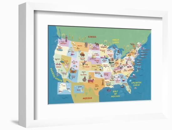 USA States and Capitals-Janell Genovese-Framed Art Print