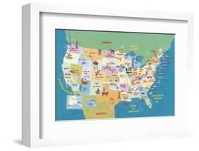 USA States and Capitals-Janell Genovese-Framed Art Print