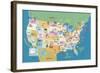 USA States and Capitals-Janell Genovese-Framed Art Print