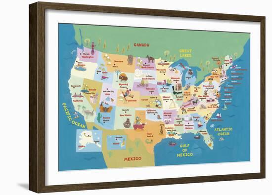 USA States and Capitals-Janell Genovese-Framed Art Print