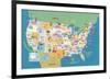 USA States and Capitals-Janell Genovese-Framed Giclee Print