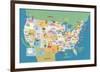 USA States and Capitals-Janell Genovese-Framed Giclee Print