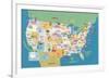 USA States and Capitals-Janell Genovese-Framed Giclee Print