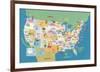 USA States and Capitals-Janell Genovese-Framed Giclee Print