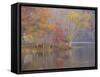 USA, Tennessee, Falls Creek Falls State Park. Autumn forest reflects in lake.-Jaynes Gallery-Framed Stretched Canvas