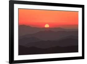 USA, Tennessee, Great Smoky Mountain National Park, Sunset behind mountains-Joanne Wells-Framed Premium Photographic Print