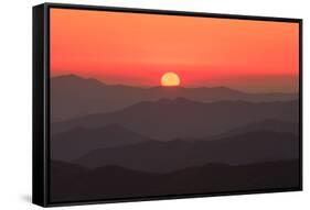 USA, Tennessee, Great Smoky Mountain National Park, Sunset behind mountains-Joanne Wells-Framed Stretched Canvas