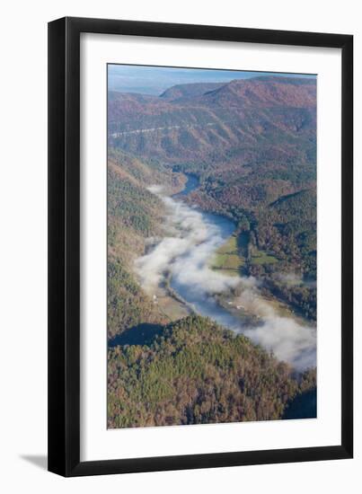 USA, Tennessee. Morning fog Hiwassee River, Blue Ridge fall color-Trish Drury-Framed Photographic Print