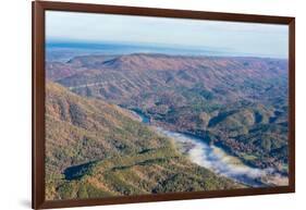 USA, Tennessee. Morning fog Hiwassee River, Blue Ridge fall color-Trish Drury-Framed Photographic Print