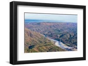 USA, Tennessee. Morning fog Hiwassee River, Blue Ridge fall color-Trish Drury-Framed Photographic Print