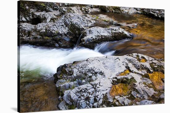 USA, Tennessee. Reflections along the Little River in the Smoky Mountains.-Joanne Wells-Stretched Canvas