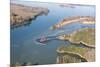 USA, Tennessee. White pelicans curve around islet Tennessee River, Hiwassee Wildlife Refuge-Trish Drury-Mounted Photographic Print