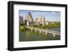 USA, Texas, Austin. Downtown Skyline, Colorado River, and Bat Bridge.-Randa Bishop-Framed Photographic Print