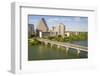 USA, Texas, Austin. Downtown Skyline, Colorado River, and Bat Bridge.-Randa Bishop-Framed Photographic Print