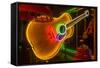 USA, Texas, Austin. Neon Guitar at Blackmail shop.-Randa Bishop-Framed Stretched Canvas