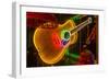 USA, Texas, Austin. Neon Guitar at Blackmail shop.-Randa Bishop-Framed Photographic Print