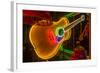 USA, Texas, Austin. Neon Guitar at Blackmail shop.-Randa Bishop-Framed Photographic Print
