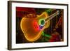 USA, Texas, Austin. Neon Guitar at Blackmail shop.-Randa Bishop-Framed Photographic Print