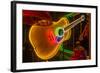 USA, Texas, Austin. Neon Guitar at Blackmail shop.-Randa Bishop-Framed Photographic Print