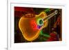 USA, Texas, Austin. Neon Guitar at Blackmail shop.-Randa Bishop-Framed Photographic Print