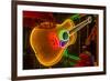 USA, Texas, Austin. Neon Guitar at Blackmail shop.-Randa Bishop-Framed Photographic Print