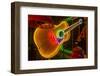 USA, Texas, Austin. Neon Guitar at Blackmail shop.-Randa Bishop-Framed Photographic Print