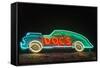USA, Texas, Austin. Neon sign for Doc's Motorworks.-Randa Bishop-Framed Stretched Canvas