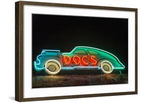 USA, Texas, Austin. Neon sign for Doc's Motorworks.-Randa Bishop-Framed Photographic Print