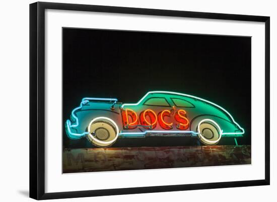 USA, Texas, Austin. Neon sign for Doc's Motorworks.-Randa Bishop-Framed Photographic Print