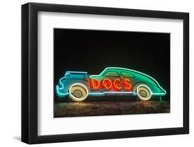 USA, Texas, Austin. Neon sign for Doc's Motorworks.-Randa Bishop-Framed Photographic Print