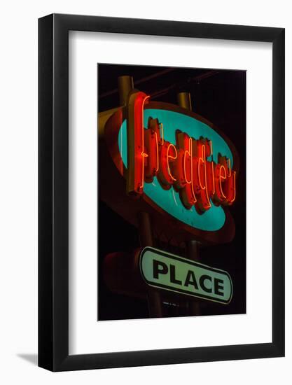 USA, Texas, Austin. Neon sign for Freddie's place.-Randa Bishop-Framed Photographic Print