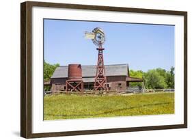 USA, Texas, Austin. Pioneer Farms, Scarborough Barn and windmill-Randa Bishop-Framed Photographic Print