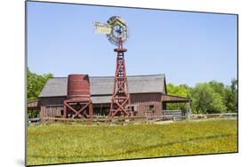USA, Texas, Austin. Pioneer Farms, Scarborough Barn and windmill-Randa Bishop-Mounted Photographic Print