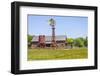 USA, Texas, Austin. Pioneer Farms, Scarborough Barn and windmill-Randa Bishop-Framed Photographic Print