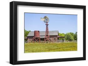 USA, Texas, Austin. Pioneer Farms, Scarborough Barn and windmill-Randa Bishop-Framed Photographic Print