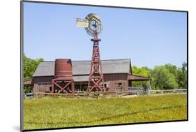 USA, Texas, Austin. Pioneer Farms, Scarborough Barn and windmill-Randa Bishop-Mounted Photographic Print