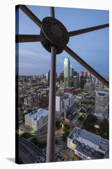 USA, Texas, Dallas. Overview of downtown Dallas from Reunion Tower at night.-Brent Bergherm-Stretched Canvas