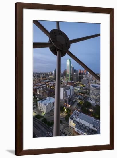 USA, Texas, Dallas. Overview of downtown Dallas from Reunion Tower at night.-Brent Bergherm-Framed Photographic Print