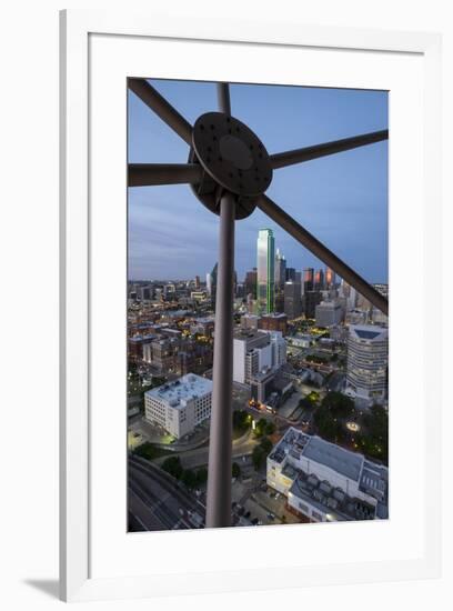 USA, Texas, Dallas. Overview of downtown Dallas from Reunion Tower at night.-Brent Bergherm-Framed Photographic Print